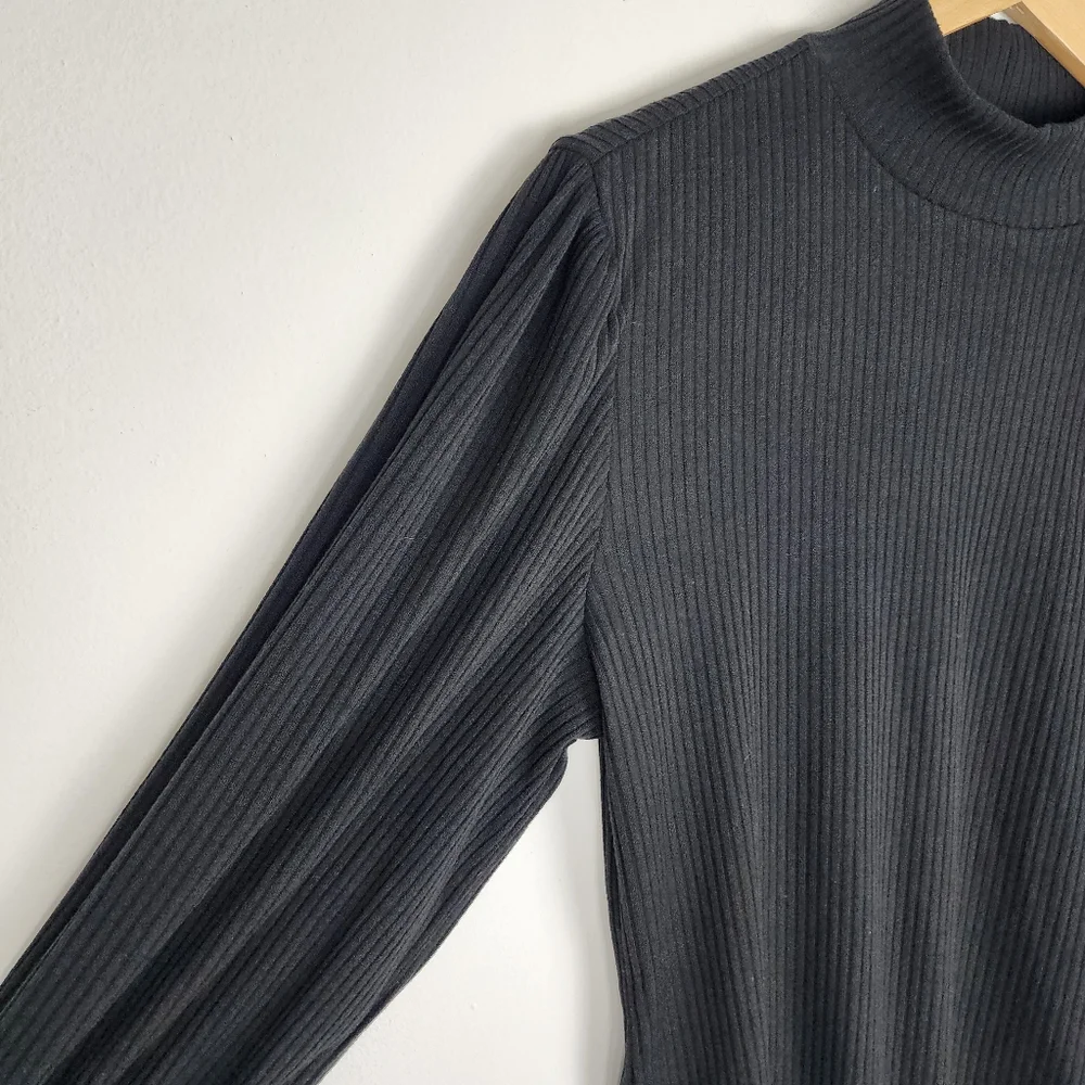 Forever 21 Plus Bodysuit Ribbed Black Knit Puff Long Sleeve NWT Size 2X - Picture 15 of 16